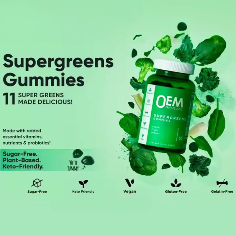 Vegetarian chlorophyll gummies super green vitamin gummies - Korvel