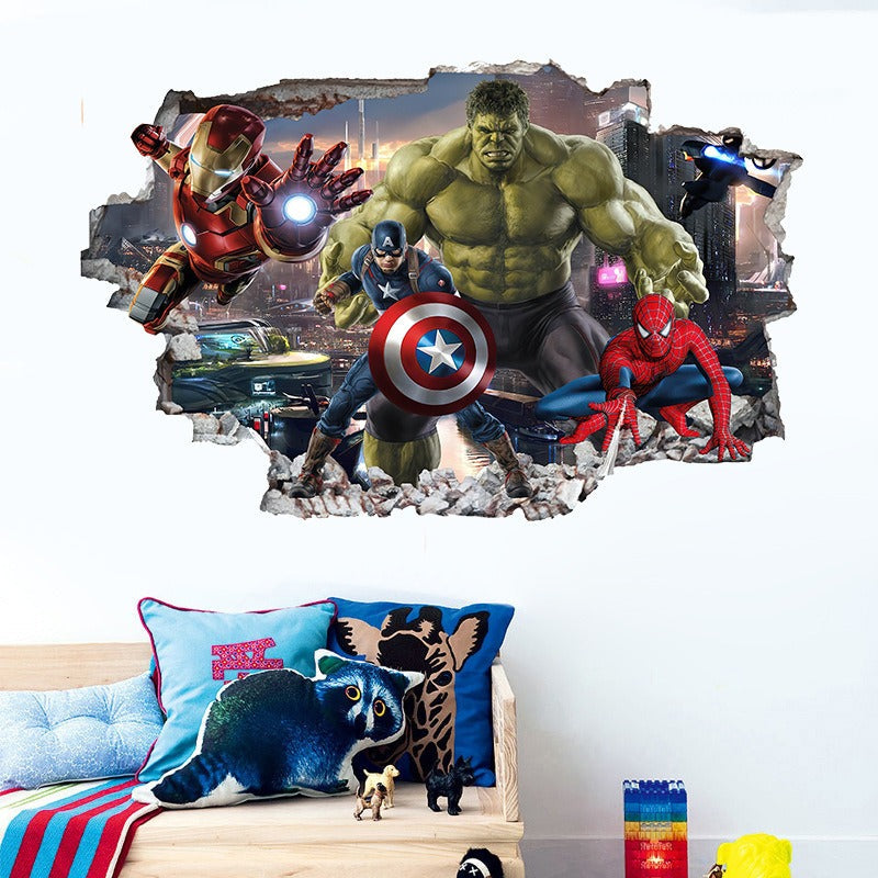 Marvel League of Legends Captain America Iron Man Batman Hulk Boy Bedroom Living Room Decoration Self Adhesive Wall - Korvel