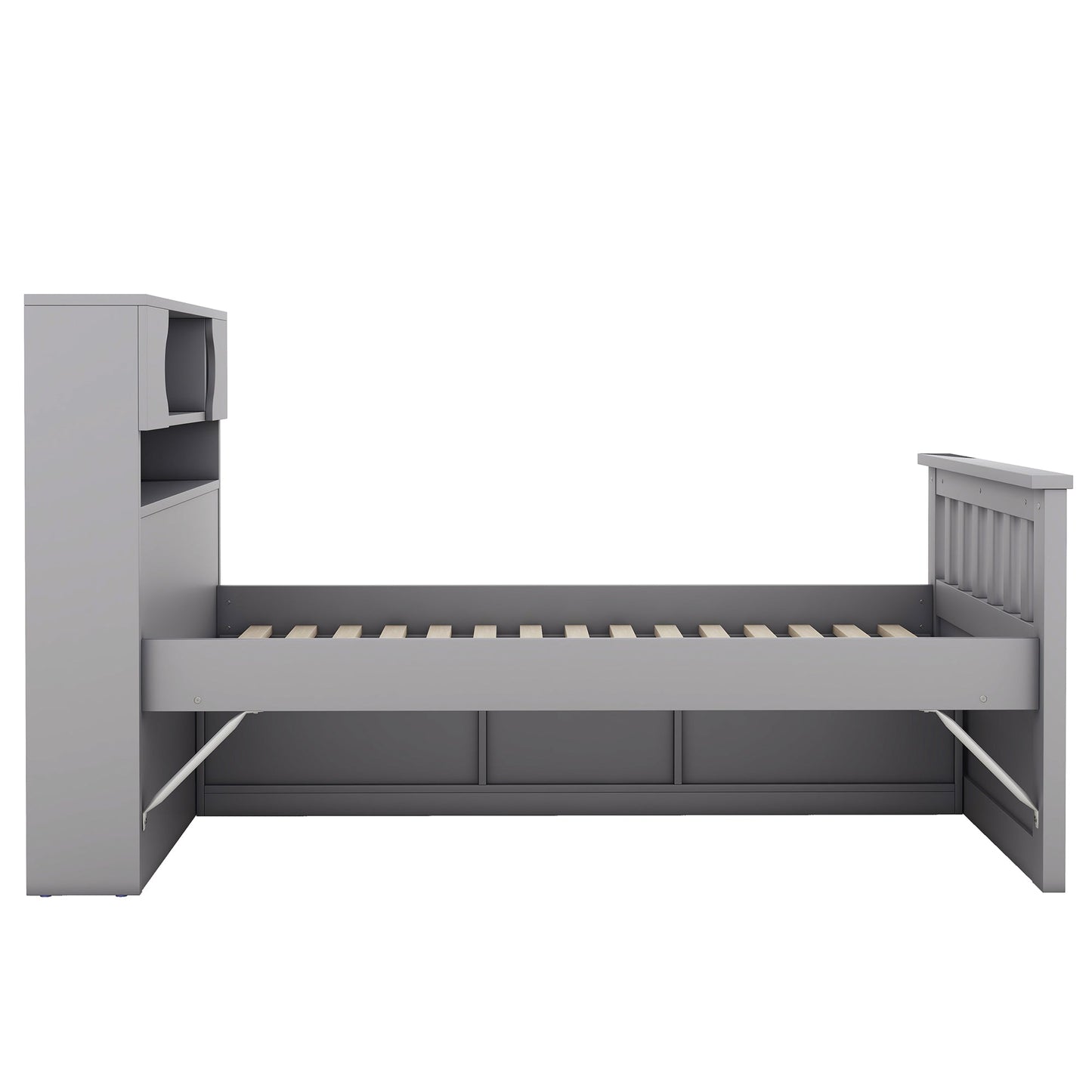 Twin Size Captain Platform Bed Frame with Storage in Gray