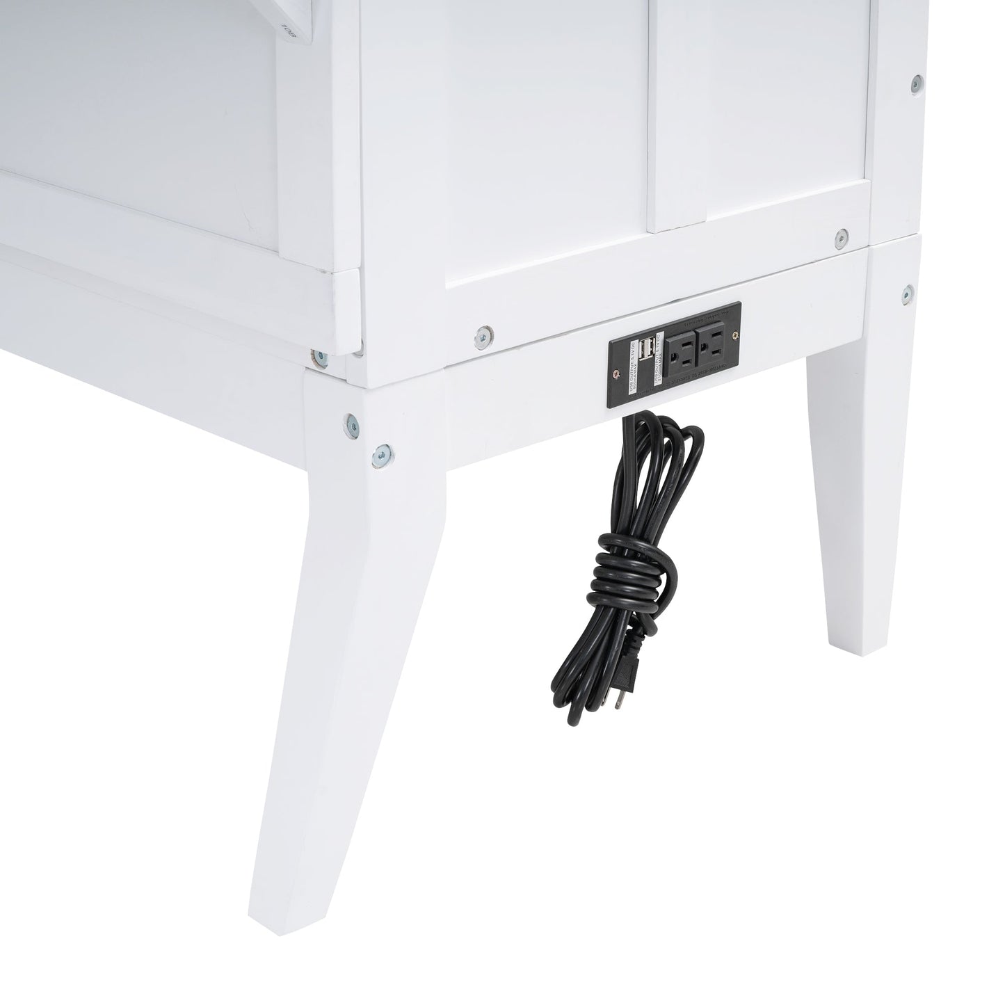 Queen Size Murphy Bed with Built-In Charging Station and a Shelf  White - Korvel