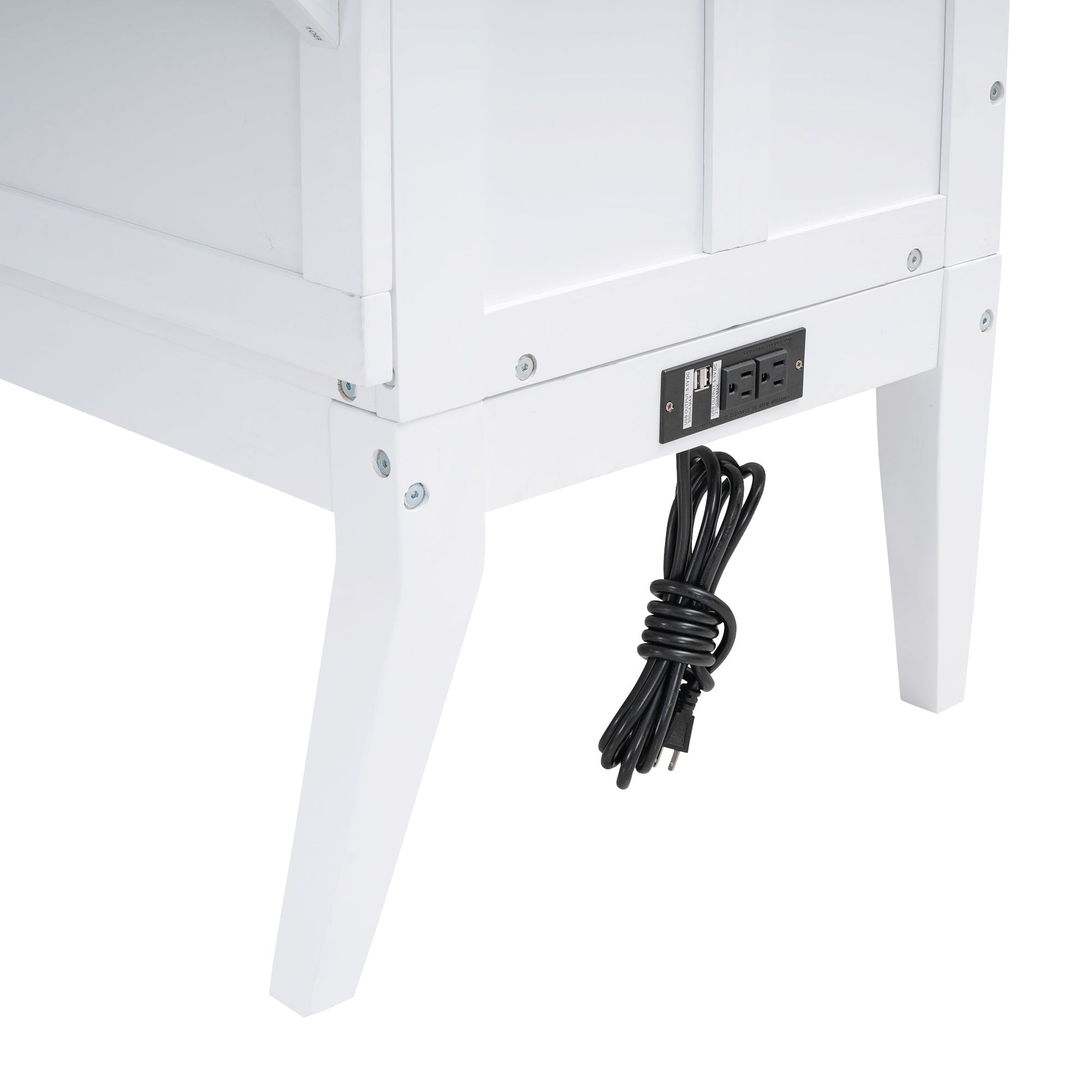 Queen Size Murphy Bed with Built-In Charging Station and a Shelf  White - Korvel