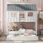 House Bunk Bed with Trundle,Roof and Windows White - Korvel
