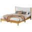 Queen Size Rubber Wooden , Solid Wooden Bed with Teddy Velvet Cushion Upholstered Headboard, Enhanced by Support Feet - Korvel