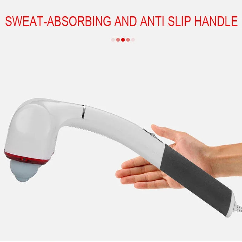 Electric Handheld Massager Hammer Vibrating Back Muscle Relax Neck Body Cervical Vertebra Relax Stick Roller with 2 Massage Head - Korvel