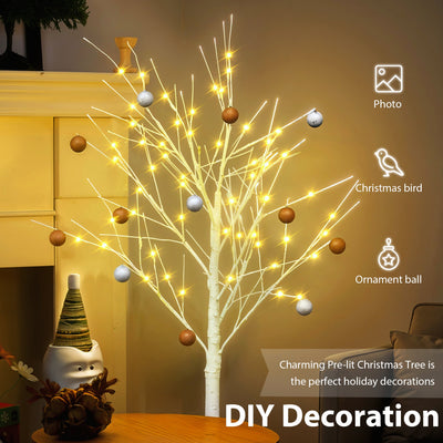 Lighted Artificial Birch Tree - 4FT, 5FT, 6FT Options