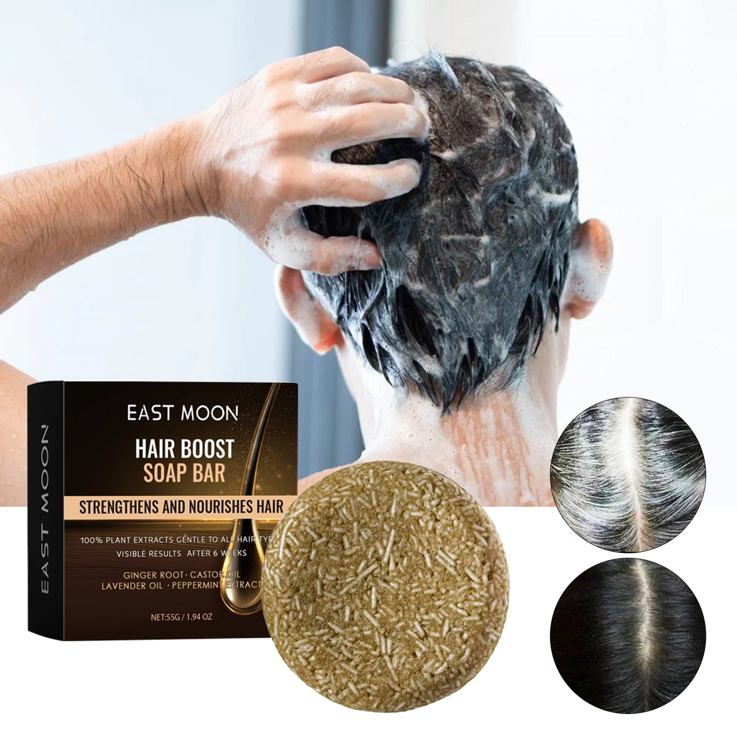 Root Activator Soap Bar, Hair Nourishing And Moisturizing Clean And Smooth Hair Roots Natural Black Thick Hair Care Shampoo Soap - Korvel