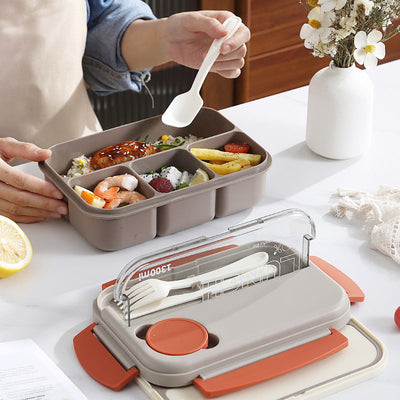 Student Japanese sealed four-compartment plastic lunch box bento box microwaveable lunch box - Korvel