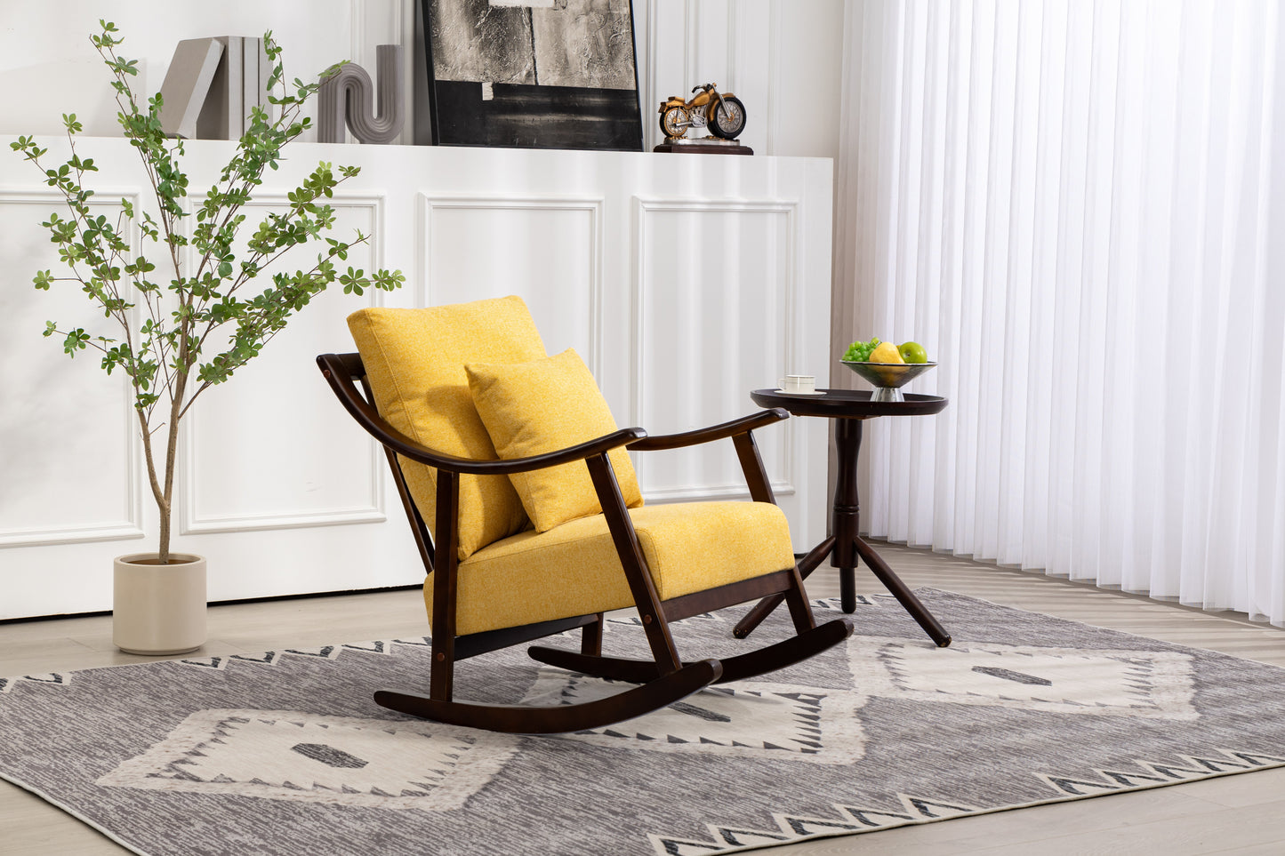 Mid Century Modern Upholstered Glider Arm Chair