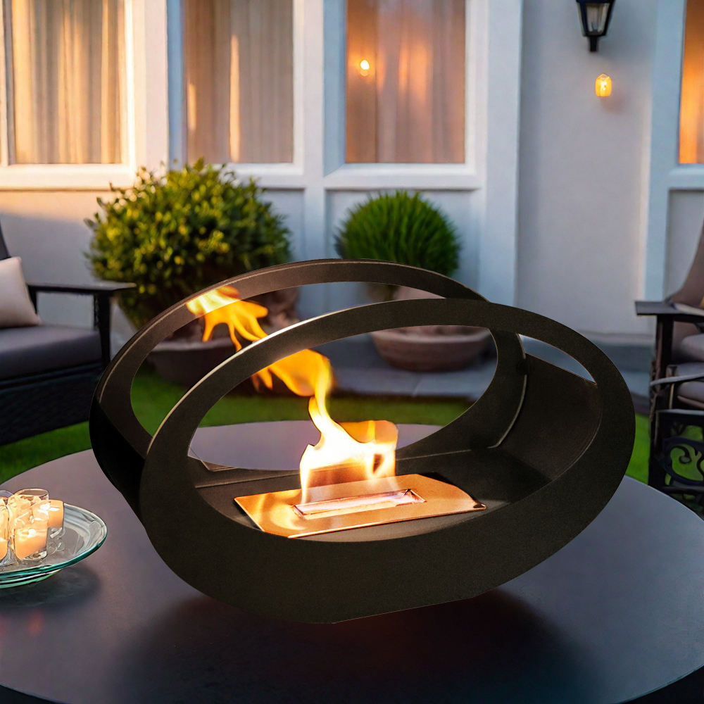 Alcohol fireplace real fire cruise ship oval glass tabletop fireplace metal storm heating wall - Korvel