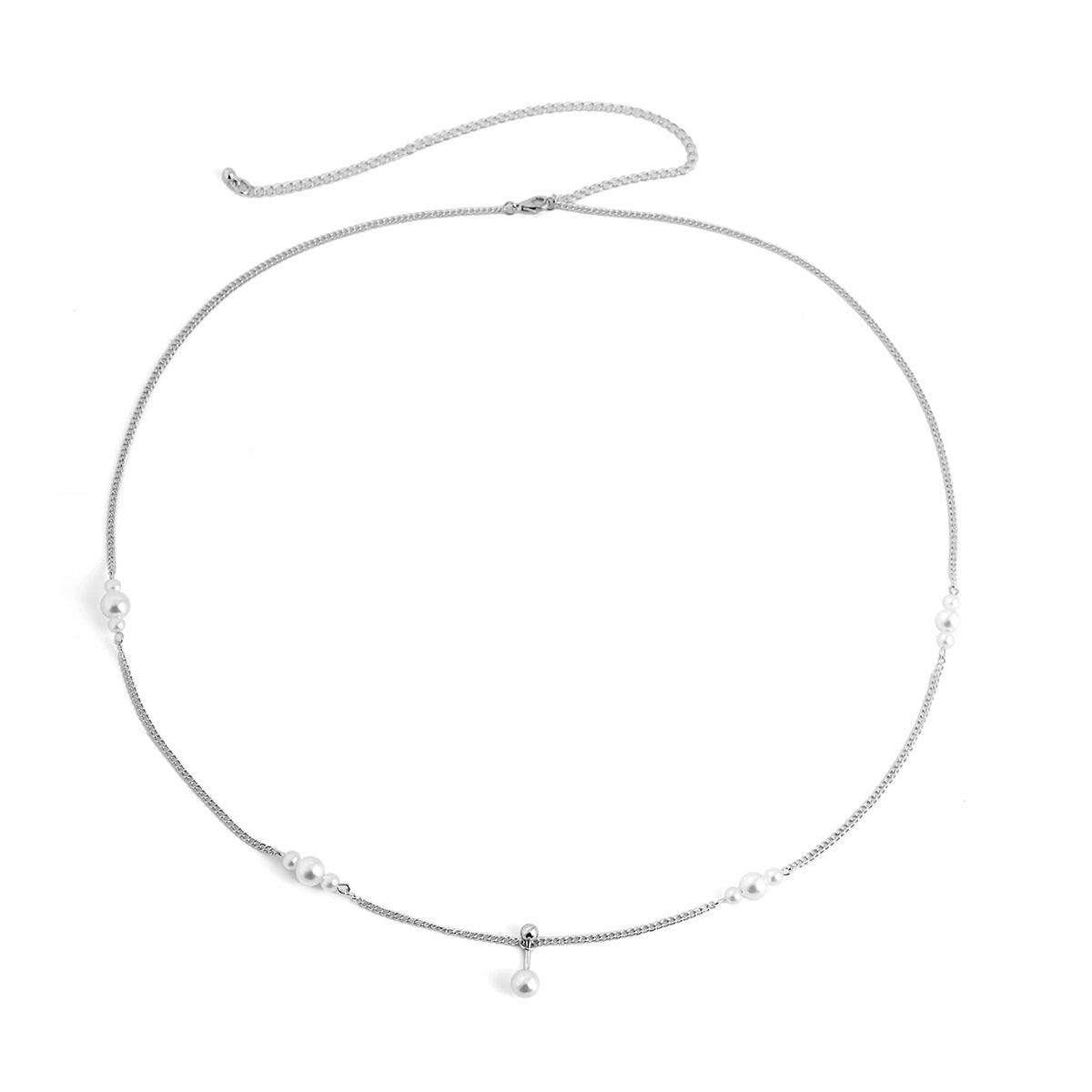 Elegant Zircon Navel Nail Body Chain with Imitation Pearls