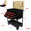 3 DRAWERS MULTIFUNCTIONAL TOOL CART WITH WHEELS AND WOODEN TOP - Korvel