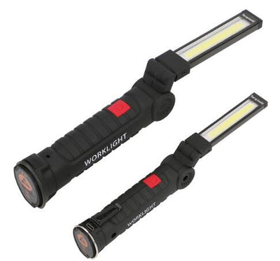 COB LED Multifunction Flashlight Hand Torch With Magnet Hook Built-in Battery - Korvel