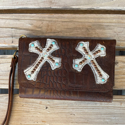 Elegant Alligator Print Crossbody Clutch - Korvel