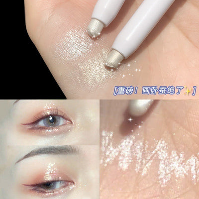 1Pcs  Diamond Glitter Eyeshadow Liner Pencil Face Makeup Highlighter Long lasting Matte Pink Silkworm Champagne Gold Eyeliner Pen - Korvel