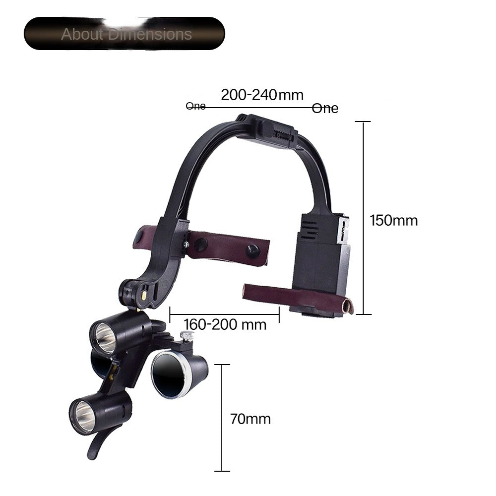 Dental oral head mounted magnifier with headlight HD orthopedic ENT optical instrument magnifying lens light - Korvel