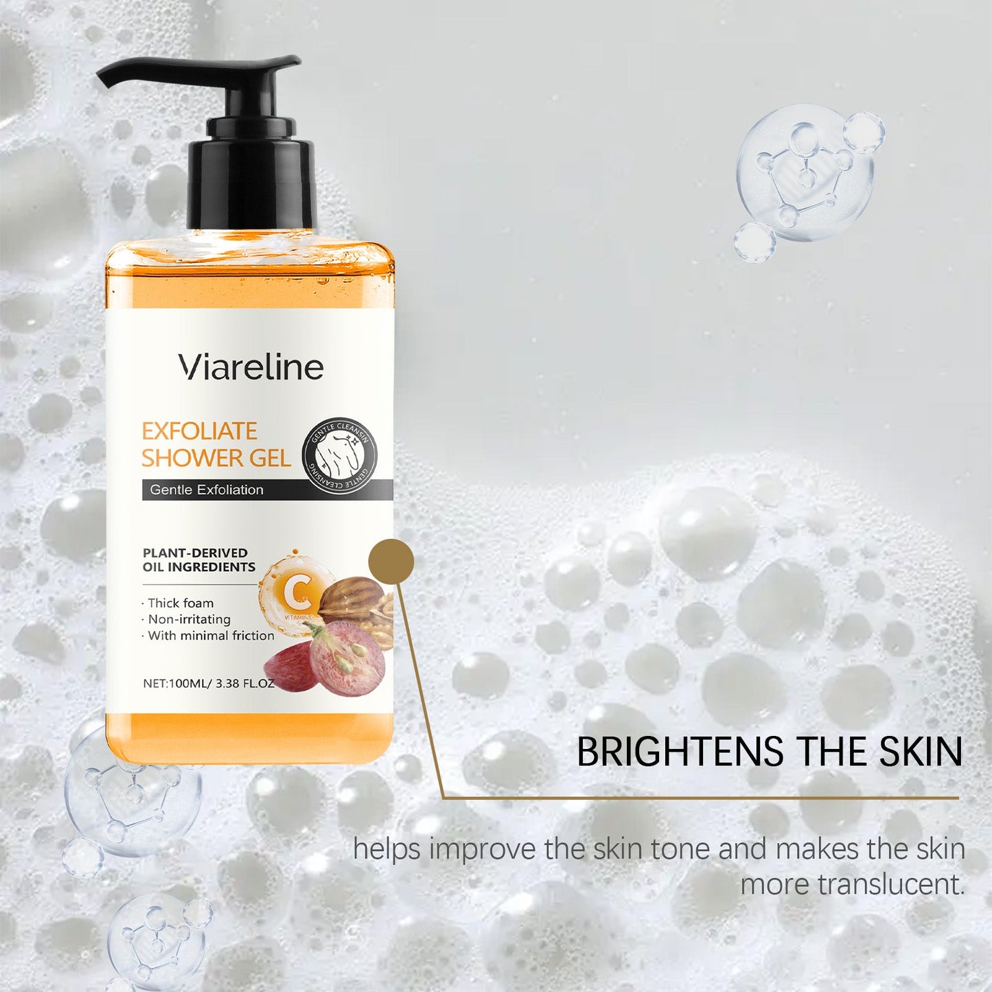 Gel douche exfoliant doux avec huile de pépins de raisin hydratante