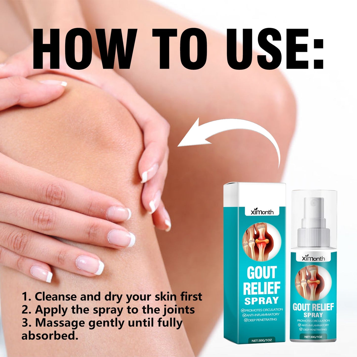 Gout Relief Spray, Relieve Lumbar Joint Muscle Knee Soreness Activating Muscles And Bone Health Care - Korvel