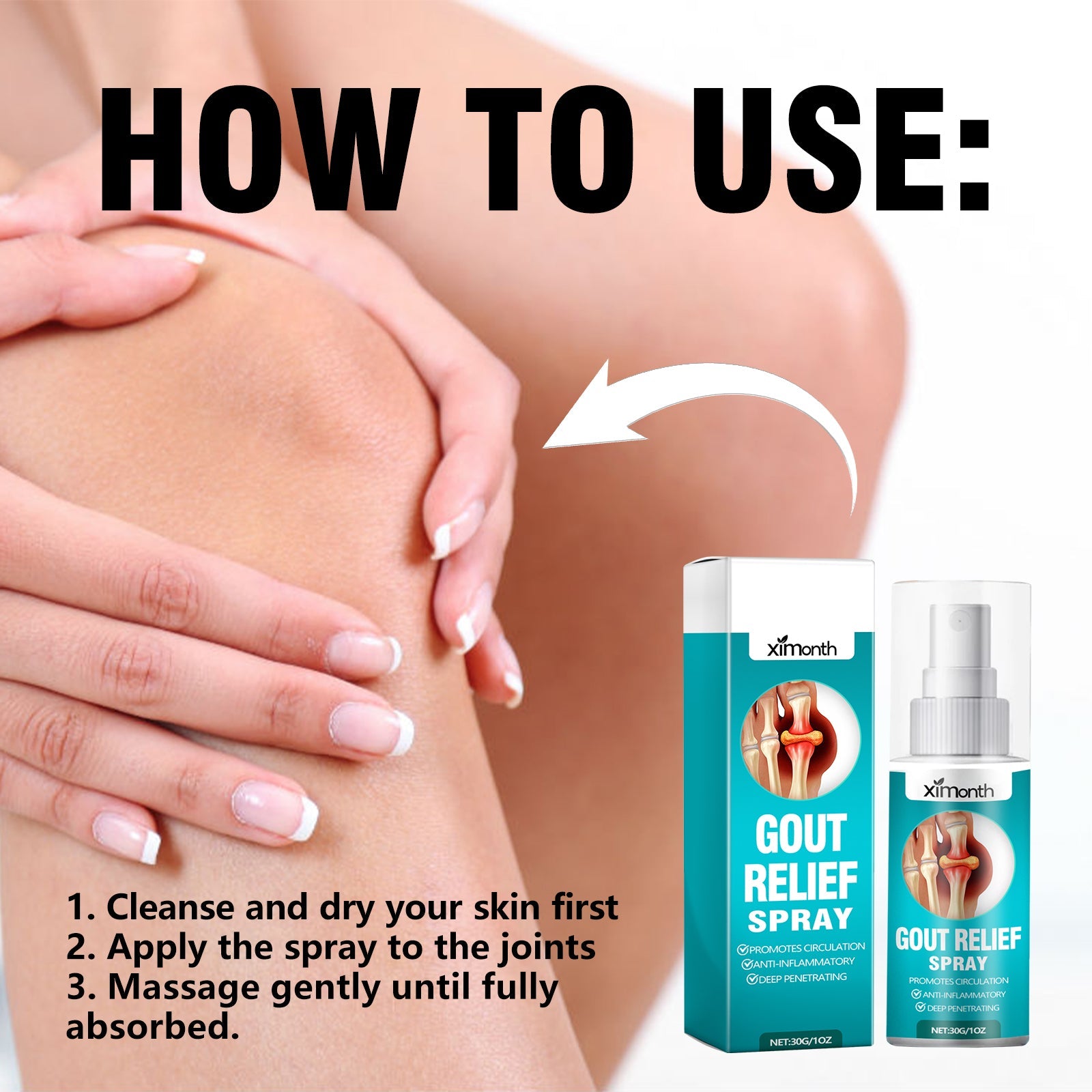Gout Relief Spray, Relieve Lumbar Joint Muscle Knee Soreness Activating Muscles And Bone Health Care - Korvel