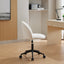 Velvet fabric office chair, mid back adjustable rotating computer chair, black legs, cushioned office chair with wheels ，White - Korvel