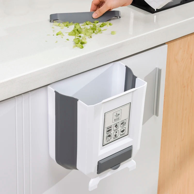 Kitchen Trash Can Portable Foldable Large Car Waste Bin For Bathroom Kitchen Cabinet Door Wall-mounted Kitchen Storage Boxes - Korvel