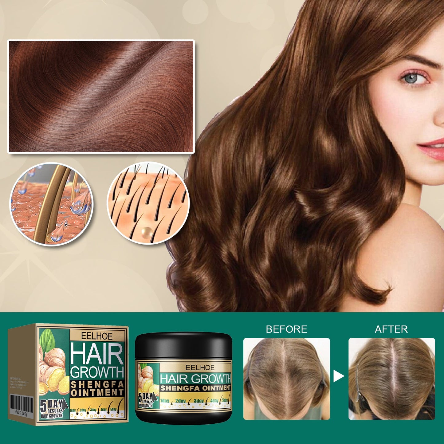 Ginger Hair Care Cream Nourishing, Soft, Nourishing And Repairing Dry Scalp Massage Cream - Korvel