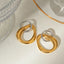 18K Gold-Plated Stainless Steel Contrast Asymmetrical  Earrings - Korvel