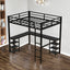 Cama loft de metal negro premium con escritorio y estantes