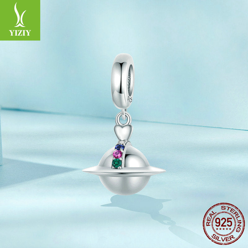 Silver Planet Pendant - Personalized S925 Charm for Bracelets