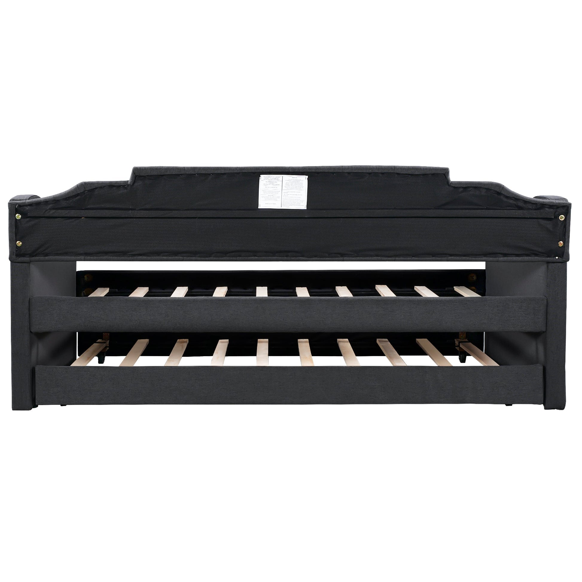 Upholstered Twin Daybed with Trundle Black - Korvel