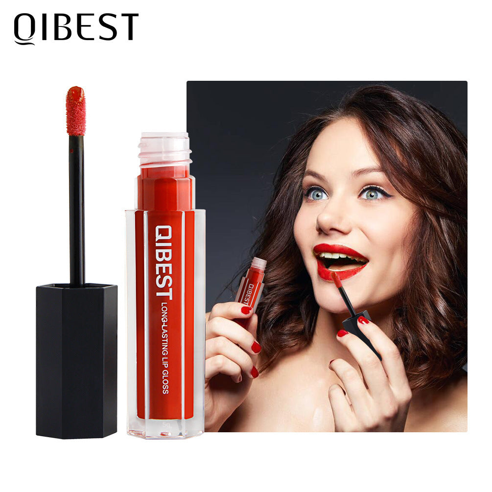QIBEST Brillo de Labios Hexagonal - Pintalabios Líquido Mate de Larga Duración