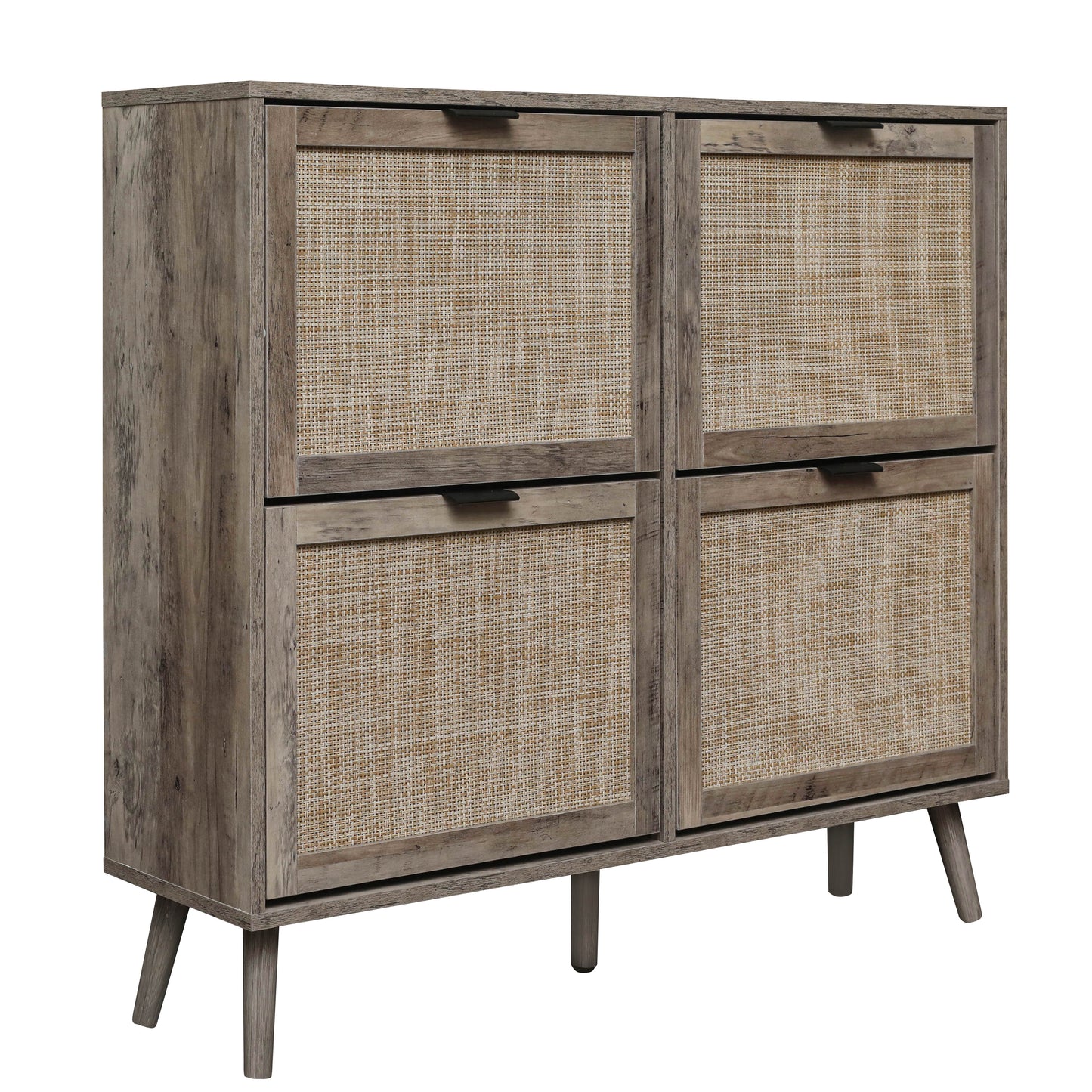 4 Door Shoe Rack, Freestanding Modern Shoe Storage Cabinet, for Entryway - Korvel