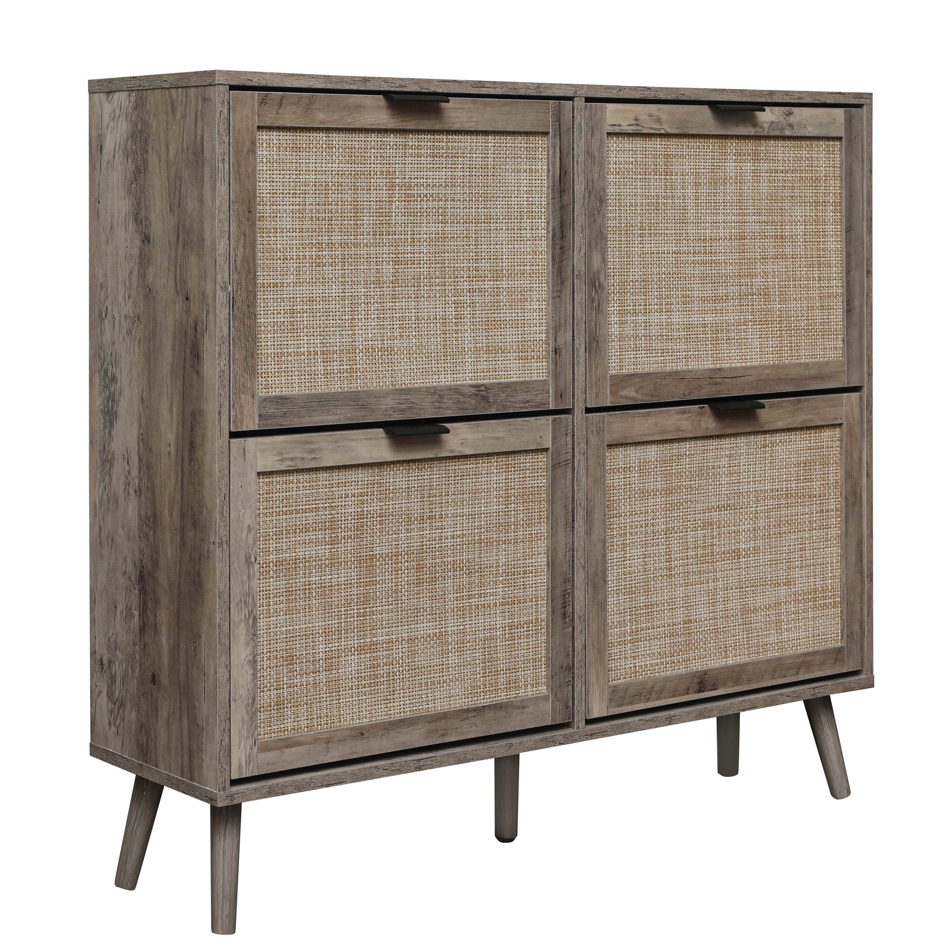 4 Door Shoe Rack, Freestanding Modern Shoe Storage Cabinet, for Entryway - Korvel