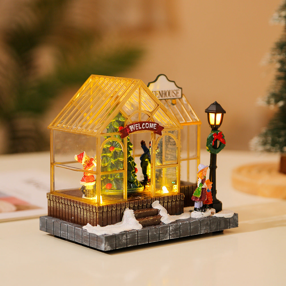 Christmas gifts, Christmas decorations, glowing music, houses, resin crafts, creative desktop ornaments - Korvel