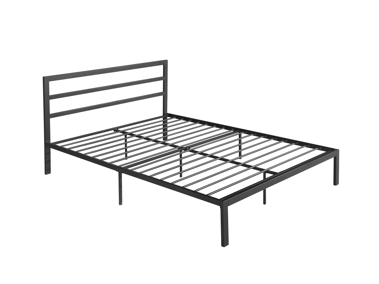 Queen Size Metal Bed Frame with Headboard Charcoal Grey - Korvel