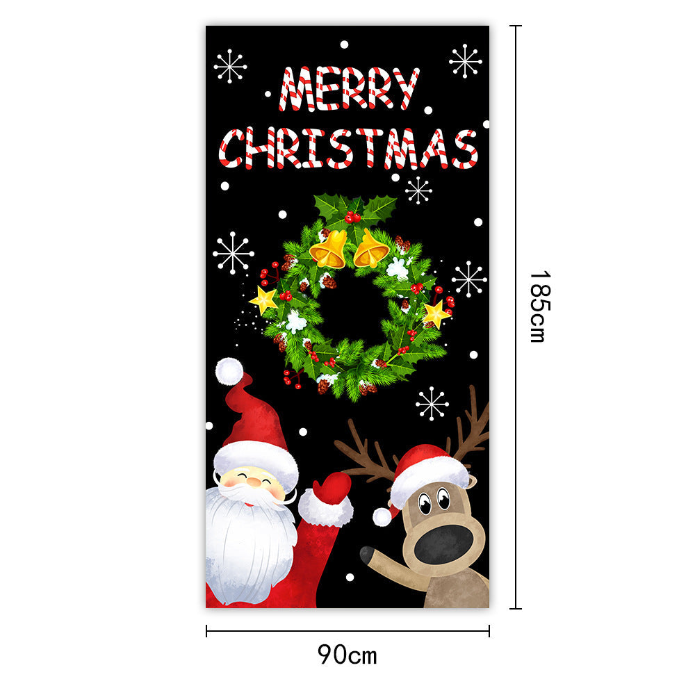 New Christmas Door Curtains, Flags, Outdoor Photography, Santa Claus and Puppies, Background Decoration, Hanging Cloth - Korvel