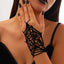Halloween Finger Mesh Tassel Bracelet Punk Alloy Rose Lace Floral Handmade for Women - Korvel