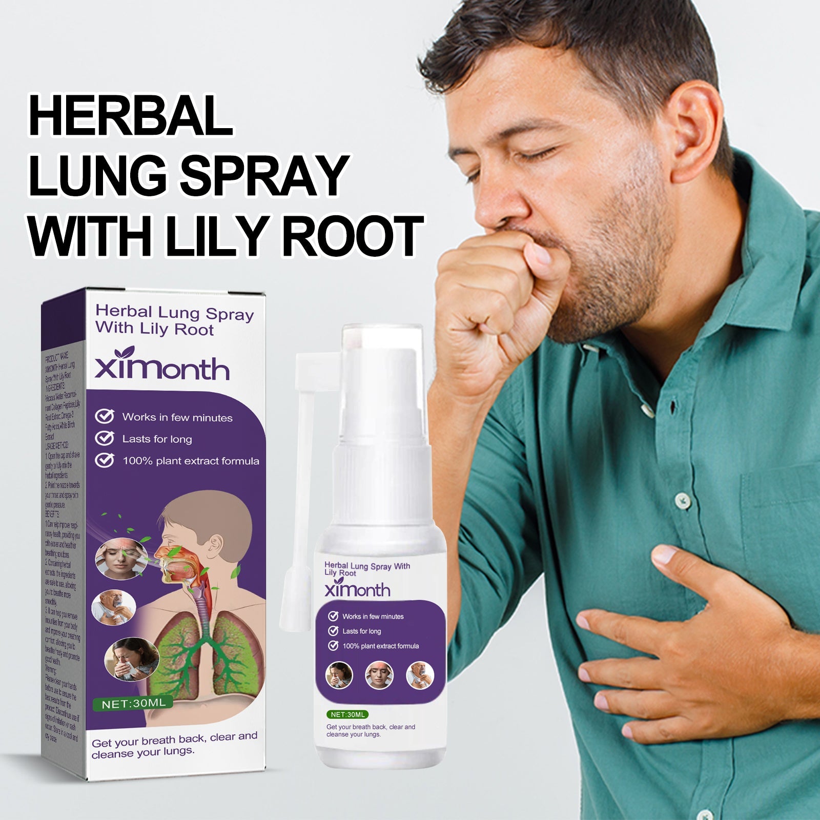 Body Care Spray For Phlegm Relief Dry, Itchy Throat Exhalation Nasal Obstruction Body Care - Korvel