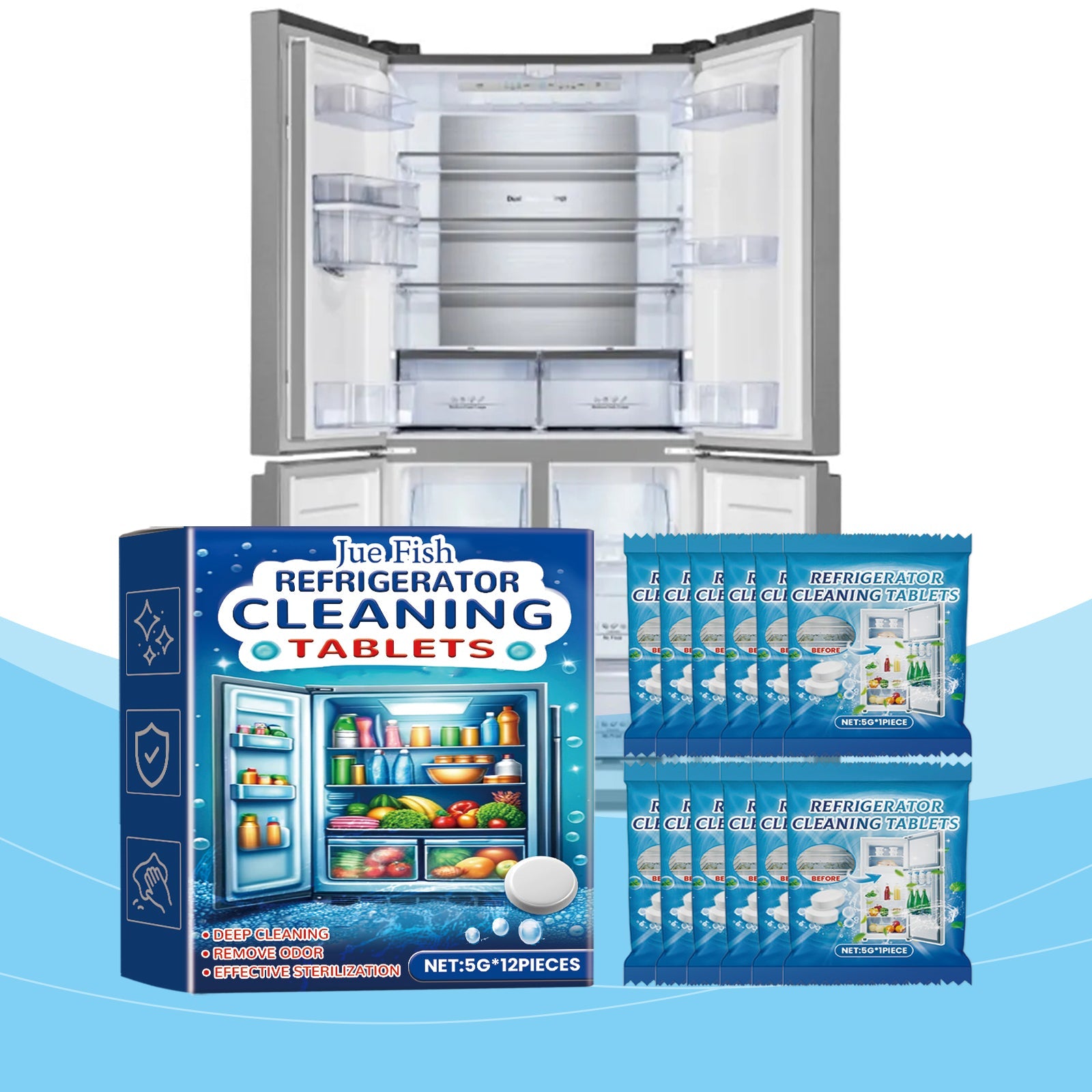 Refrigerator Cleaning Effervescent Tablet Kitchen Refrigerator Cleaning Anti-Oil Anti-Odor Multi-Purpose Cleaning Tablet - Korvel