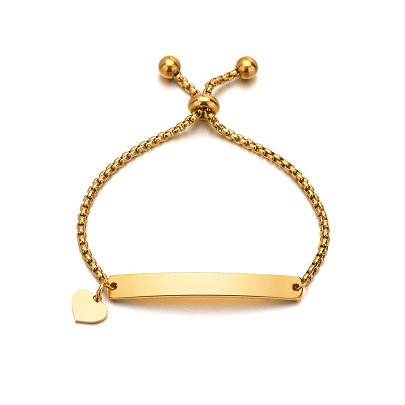 Stainless steel personalized engraved three color curved bracelet simple and personalized women's bracelet - Korvel