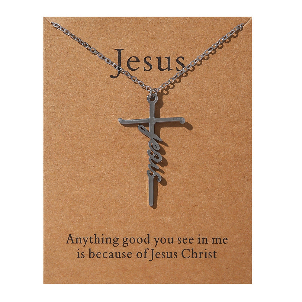 Faith Religious Gift Stainless Steel Cross Collarbone Chain Sweater Chain - Korvel