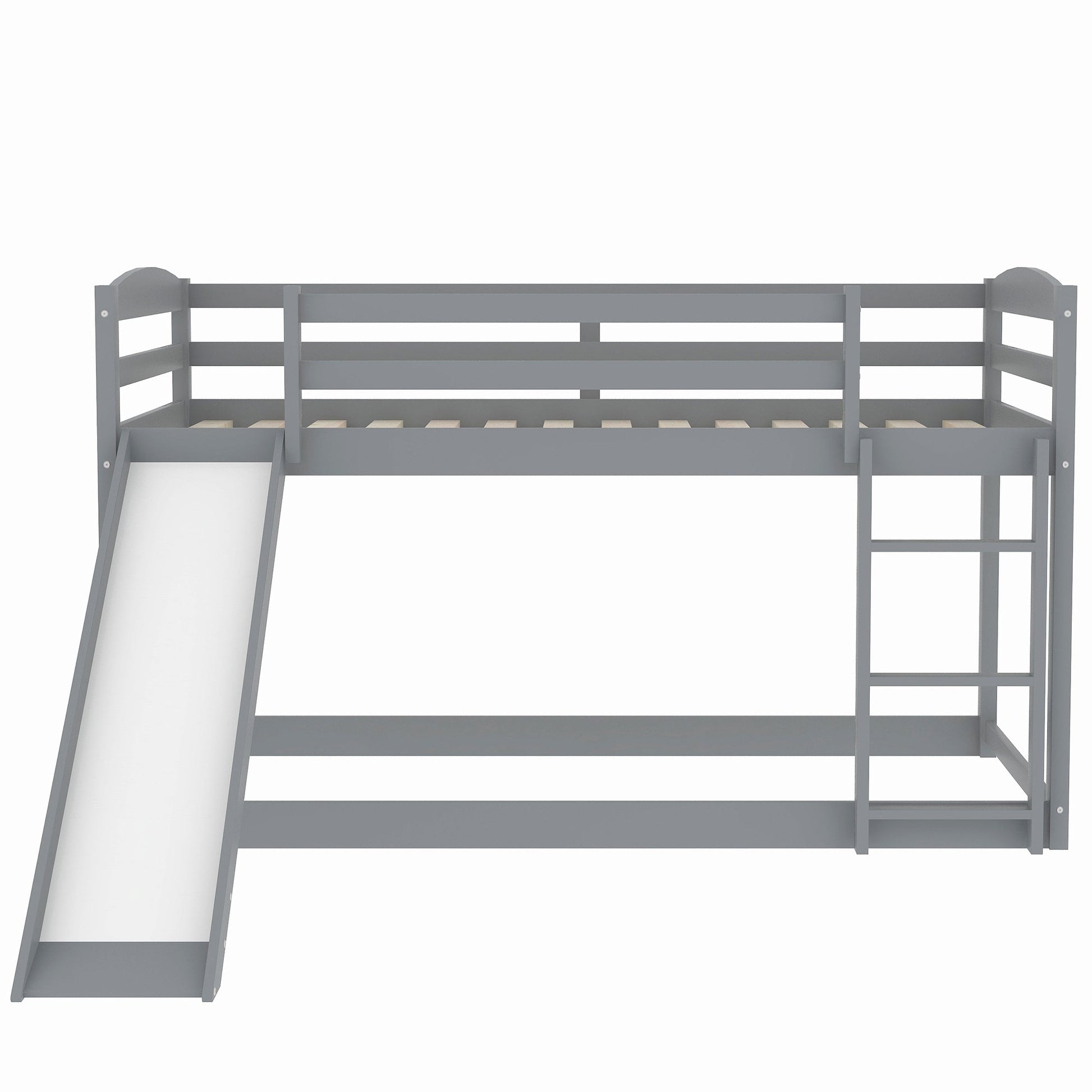 Twin over Twin Bunk Bed with Convertible Slide and Ladder Gray - Korvel