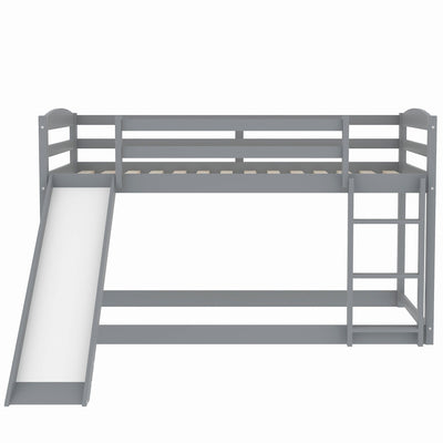 Twin over Twin Bunk Bed with Convertible Slide and Ladder Gray - Korvel