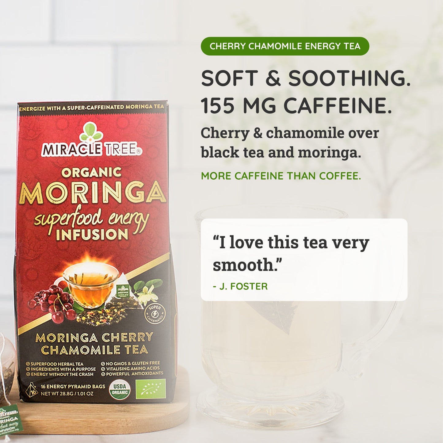 Té Energético de Moringa - Mezcla de Cereza y Manzanilla