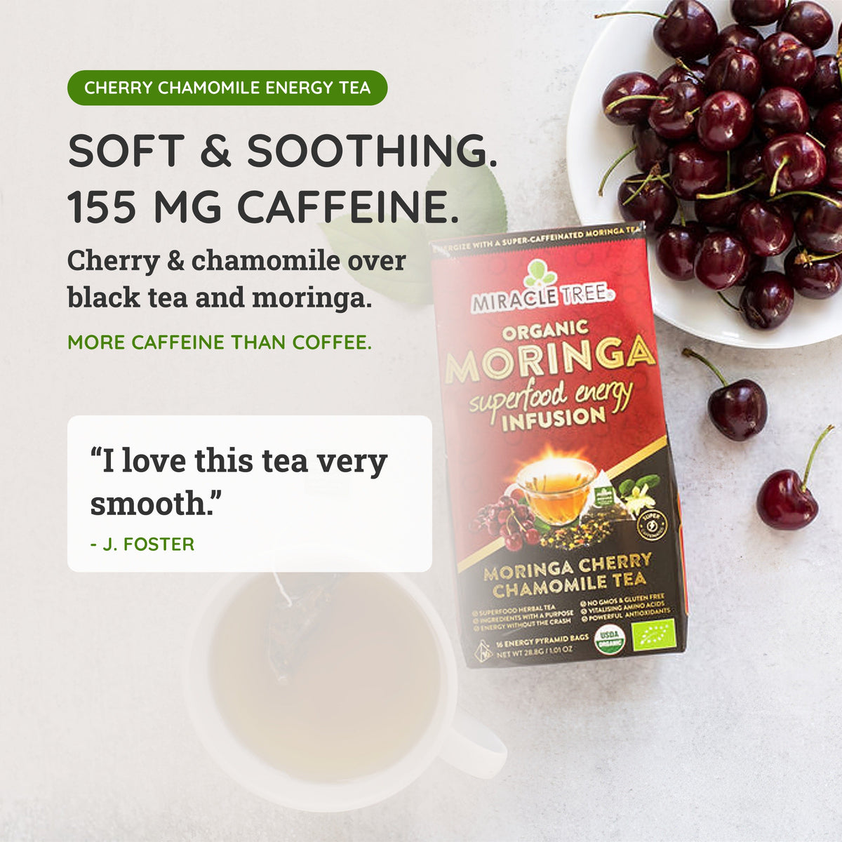 Moringa Energy Tea - Cherry Chamomile Blend