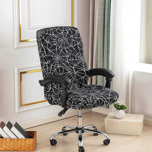 Stretch Printed Computer Office Chair Covers Soft Fit Universal Desk Rotating Slipcovers Removable Washable Anti-Dust Spandex - Korvel