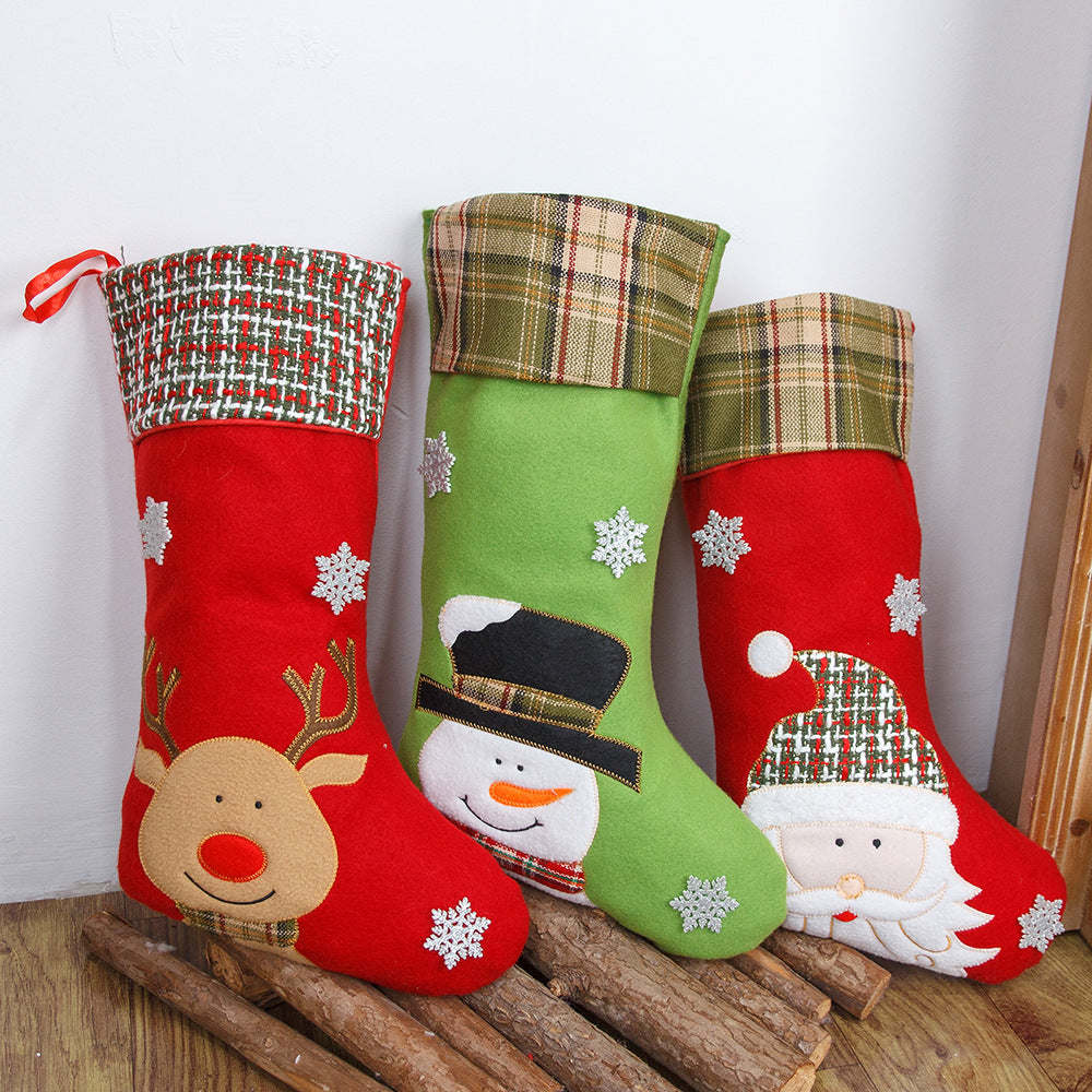 Christmas Decorations Cartoon Embroidery Christmas Socks Christmas Socks Gift Bag - Korvel