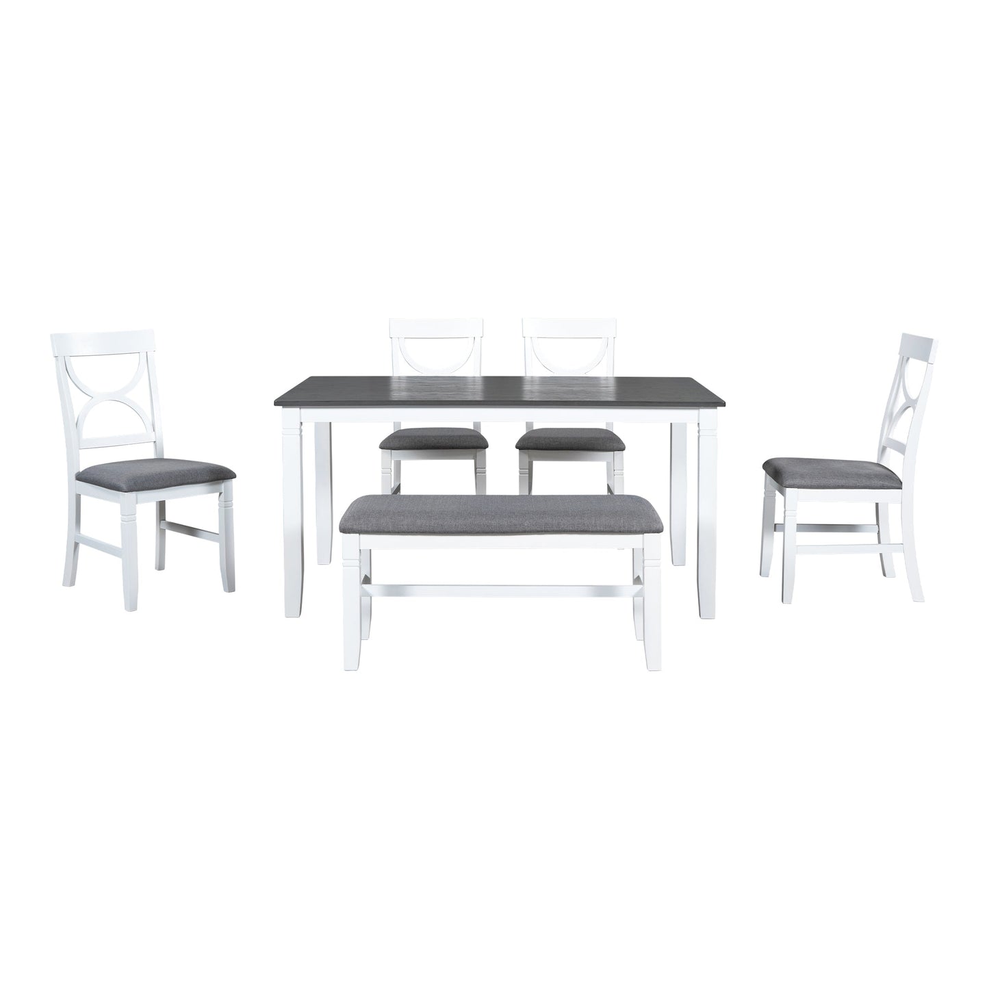 TOPMAX 6-Piece Wood Dining Table Set - Farmhouse Style