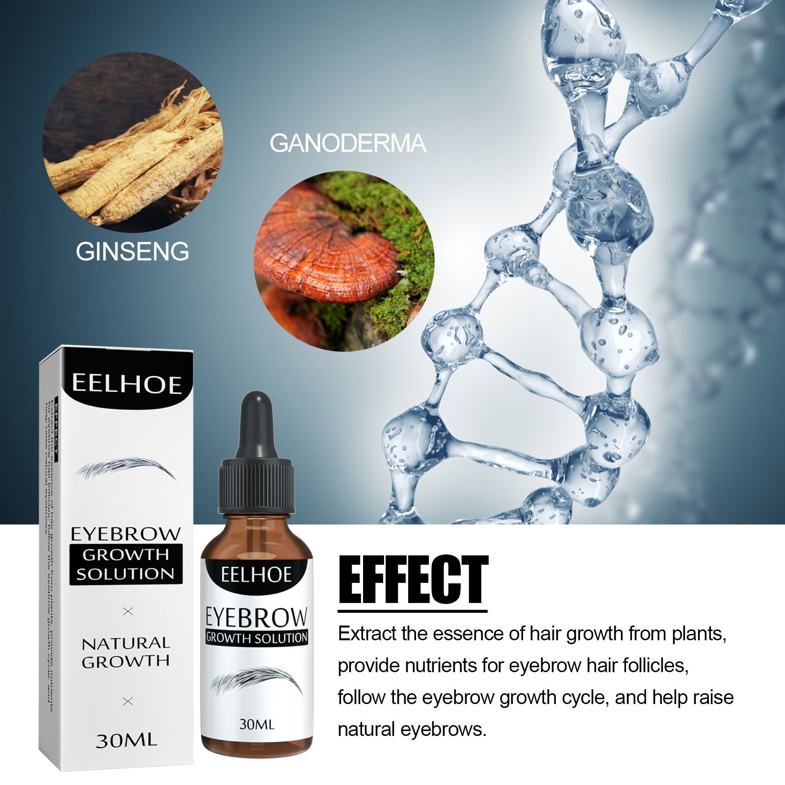 Eyebrow Liquid Dark Thick Natural Oil Eyebrow Repair Mild Moisturizing Treatment - Korvel