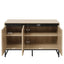 Engraved 3-door side panel with LED, self-service cabinet storage cabinet, modern coffee bar cabinet with adjustable shelf - Korvel