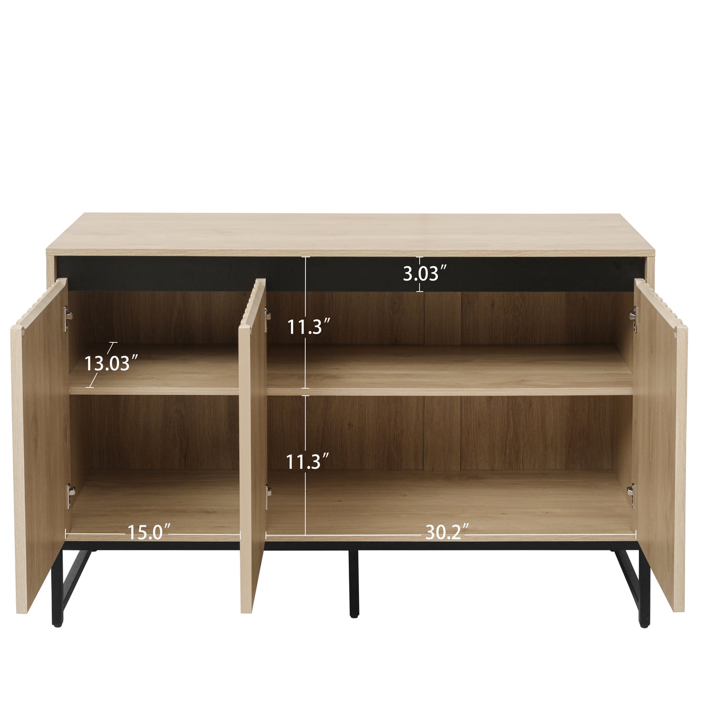 Engraved 3-door side panel with LED, self-service cabinet storage cabinet, modern coffee bar cabinet with adjustable shelf - Korvel